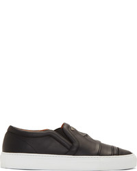 Givenchy Black Leather Star Embossed Slip On Sneakers
