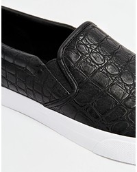 Asos Brand Slip On Sneakers With Crocodile Effect