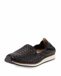 Sesto Meucci Caiden Woven Leather Slip On Sneaker Black
