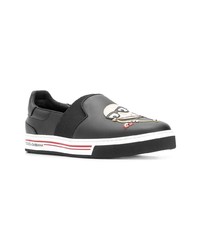 Dolce & Gabbana Cartoon Patchwork Flat Sneakers
