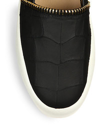 Giuseppe Zanotti Croc Embossed Leather Slip On Sneakers
