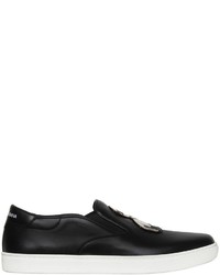 Dolce & Gabbana Designers Patch Leather Slip On Sneakers