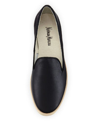 Neiman Marcus Fanny Leather Slip On Sneaker Black