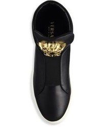 Versace First Idol Smooth Leather Slip On Sneakers