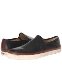 Frye Gavin Slip On Slip On Shoes Black Soft Vintage Leather