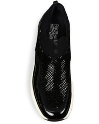 Salvatore Ferragamo Giolly Neoprene Leather Slip On Sneakers