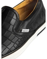 Jimmy Choo Croc Embossed Leather Slip On Sneakers