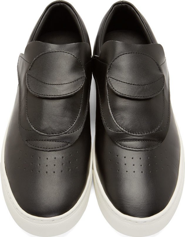 Lad Musician Black Velcro Pocket Slip On Sneakers, $290 | SSENSE