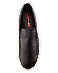 Prada Leather Slip On Sneaker Black
