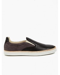 Maison Margiela 22 Black Leather And Suede Slip On Sneakers