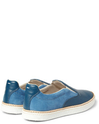 Maison Margiela Panelled Leather And Suede Slip On Sneakers