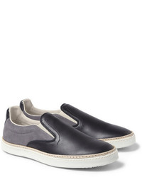 Maison Margiela Panelled Leather And Suede Slip On Sneakers
