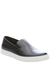 Kenneth Cole New York Black Leather Double Or Nothing Slip On Sneakers