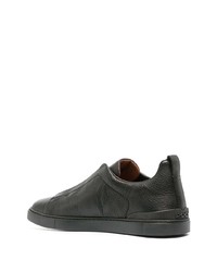 Zegna Panelled Leather Slip On Sneakers