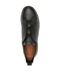 Zegna Panelled Leather Slip On Sneakers