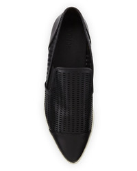 Vince Payer Perforated Pointed Toe Slip On Sneaker Black