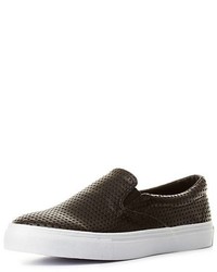 Charlotte Russe Perforated Faux Leather Slip On Sneakers
