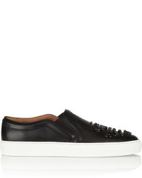 Givenchy Skate Shoes In Crystal Embellished Black Leather With White Rubber Soles