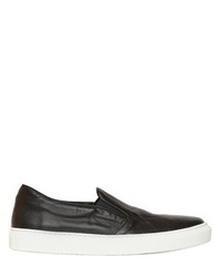 Smooth Leather Slip On Sneakers
