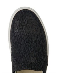 Lanvin Snake Effect Leather Slip On Trainers
