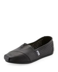Toms Perforated Leather Slip On Black