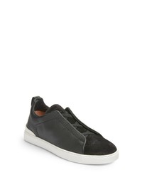 Zegna Triple Stitch Low Top Sneaker In Black At Nordstrom