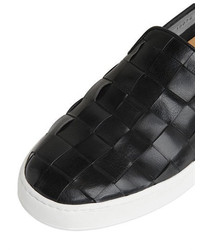 Santoni Woven Leather Slip On Sneakers