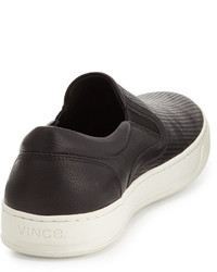 Vince Ace Perforated Leather Skater Sneakers Black