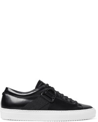 Oamc Airborne Grosgrain Trimmed Polished Leather Sneakers