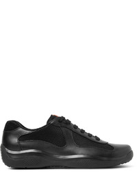 Prada Americas Cup Leather And Mesh Sneakers