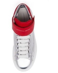 Alexander McQueen Ankle Strap Leather Mid Top Sneakers