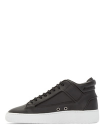 Etq Amsterdam Black Leather Virtus Mid 2 Sneakers