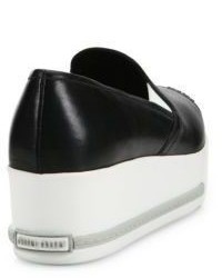 Miu Miu Cap Toe Leather Platform Skate Sneakers