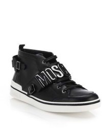 Moschino Double Logo Leather Mid Sneakers