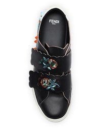 Fendi Embroidered Grip Strap Sneaker Black