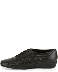 Amalfi by Rangoni Ethel Perforated Leather Sneaker Black