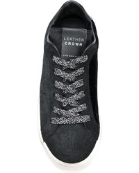 Leather Crown Glitter Lace Sneakers