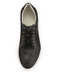Giorgio Armani Grain Leather Sneaker Black