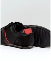 Hugo Boss Hugo By Sporty Leather And Mesh Detail Sneakers Black