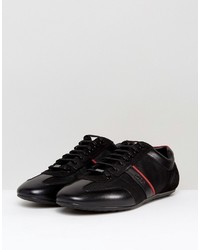 Hugo Boss Hugo By Sporty Leather And Mesh Detail Sneakers Black