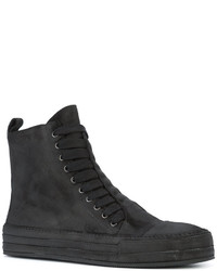 Ann Demeulemeester Layered Lace Up Hi Top Sneakers