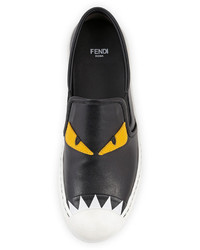 Fendi Leather Monster Skate Sneaker Black
