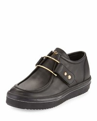 Giuseppe Zanotti Leather Platform Golden Buckle Sneaker Black