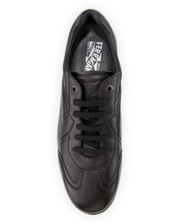 Salvatore Ferragamo Leggero Calfskin Lace Up Sneaker Black
