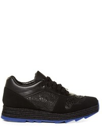 Stella McCartney Macy Lace Panel Faux Leather Trainers