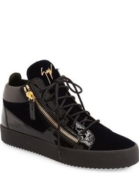 Giuseppe Zanotti Mid Top Velvet Sneaker