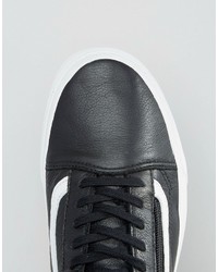 Vans Old Skool Leather Zip Sneakers In Black V18gew9