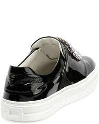Roger Vivier Patent Strass Buckle Sneakers Black