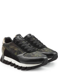 Dolce & Gabbana Printed Platform Sneakers With Leather