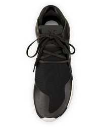 Y-3 Qr Run Leather Mesh Sneaker Black